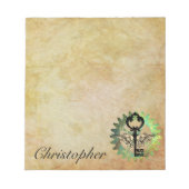 Steampunk Winged Key en Cog Wheel Notitieblok (Voorkant)
