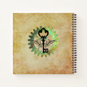 Steampunk Winged Key en Cog Wheel Spiral Notitiebo Notitieboek (Achterkant)