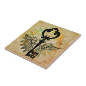 Steampunk Winged Key en Cog Wheel Tegeltje (Zijkant)