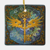 Steampunk Winged Key Keramisch Ornament (Voorkant)