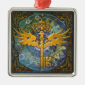 Steampunk Winged Key Metalen Ornament (Voorkant)