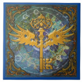 Steampunk Winged Key Tegeltje (Voorkant)
