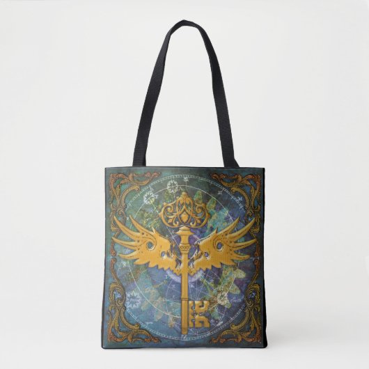 Steampunk Winged Key Tote Bag (Voorkant)