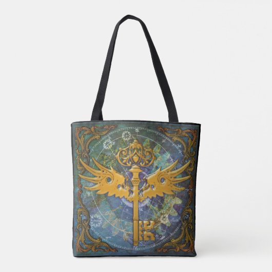 Steampunk Winged Key Tote Bag (Achterkant)