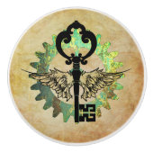 Steampunk Wingel Key & Cog Wheel Design Keramische Knop (Voorkant)