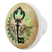 Steampunk Wingel Key & Cog Wheel Design Keramische Knop (Rechts)