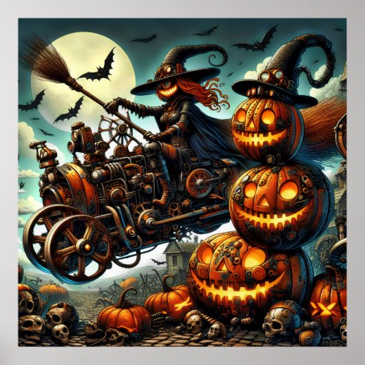 Steampunk Witch Art Poster (Voorkant)