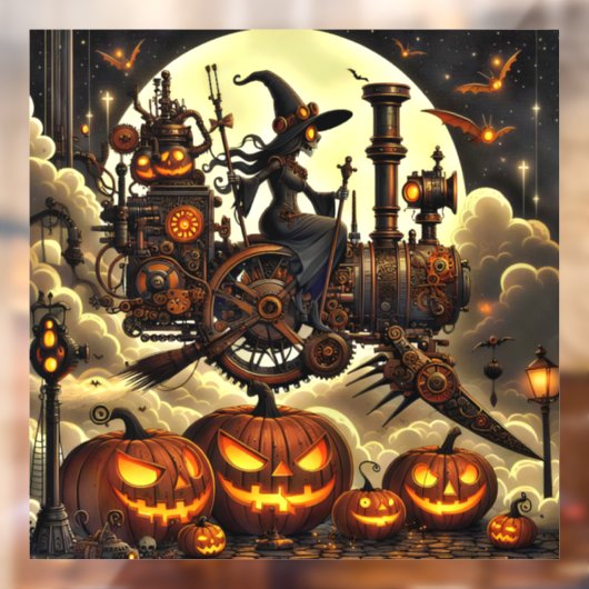 Steampunk Witch Art Window Cling Raamsticker (Vel 2)