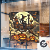Steampunk Witch Art Window Cling Raamsticker (Cafe Raam)