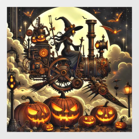 Steampunk Witch Art Window Cling Raamsticker (Vel)