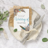 Steampunk, witte bloemen en veren bruiloft kaart