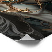 Steampunk Witte Hengst Gears Smaragd Pareltjes Poster (Hoek)