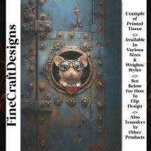 Steampunk Witte Muis & Rode Hart BQ1 Decoupage