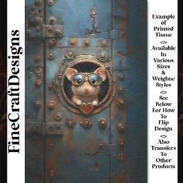 Steampunk Witte Muis & Rode Hart BQ1 Decoupage Tissuepapier