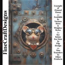 Steampunk Witte Muis & Rode Hart BQ2 Decoupage Tissuepapier