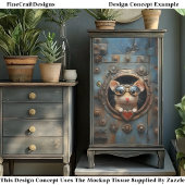 Steampunk Witte Muis & Rode Hart BQ2 Decoupage Tissuepapier