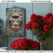 Steampunk Witte Muis & Rode Hart BQ2 Decoupage Tissuepapier