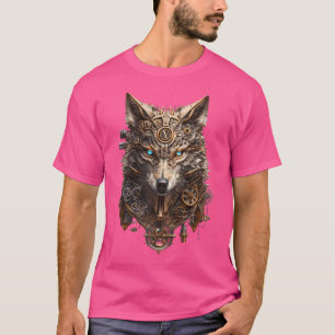 Steampunk wolf met mechanische versnellingen en uu t-shirt