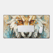 Steampunk Wolf Rood en wit Bureaumat (Keyboard & Muis)
