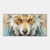 Steampunk Wolf Rood en wit Bureaumat (Voorkant)