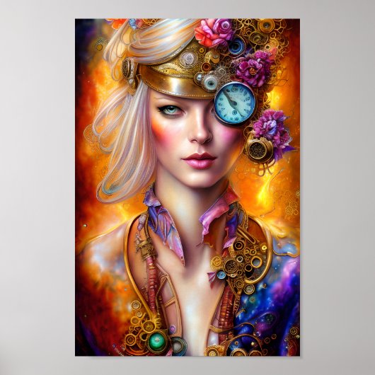 Steampunk Woman # 2 , Digital Art Poster (Voorkant)