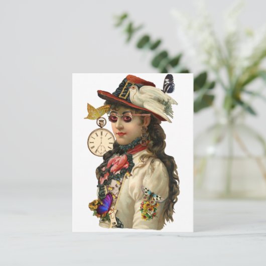 SteamPunk Woman Briefkaart (Staand voorkant)