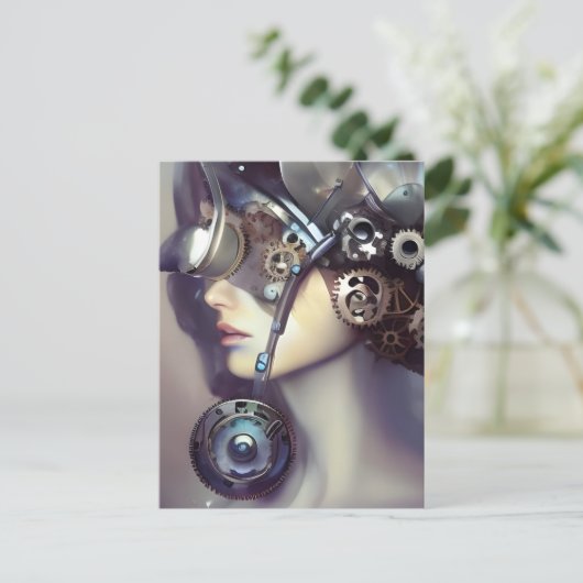 Steampunk Woman Briefkaart (Staand voorkant)