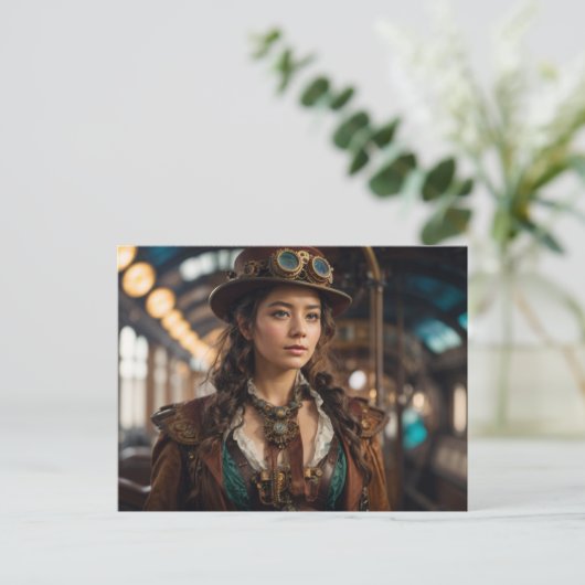 Steampunk Woman Briefkaart (Staand voorkant)