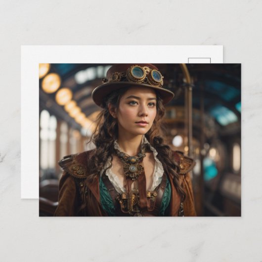 Steampunk Woman Briefkaart (Voorkant / Achterkant)