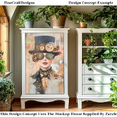 Steampunk Woman Collage Portret DJ9L Decoupage Tissuepapier