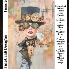 Steampunk Woman Collage Portret DJ9L Decoupage Tissuepapier