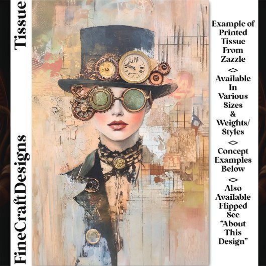 Steampunk Woman Collage Portret DJ9L Decoupage Tissuepapier
