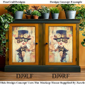 Steampunk Woman Collage Portret DJ9LF Decoupage Tissuepapier