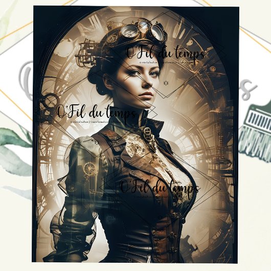 Steampunk Woman Decoupage v1 Tissuepapier