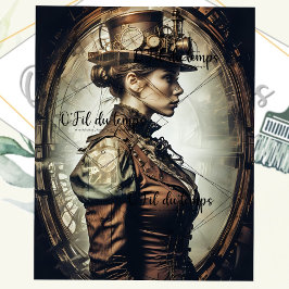 Steampunk Woman Decoupage v2 Tissuepapier