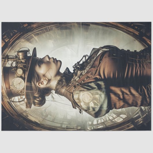 Steampunk Woman Decoupage v2 Tissuepapier (Voorkant)