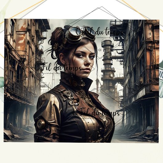 Steampunk Woman Decoupage v5 Tissuepapier