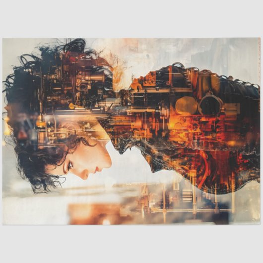 Steampunk Woman Decoupage v6 Tissuepapier (Voorkant)