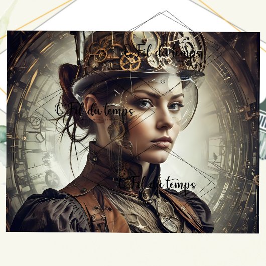 Steampunk Woman Decoupage vé3 Tissuepapier