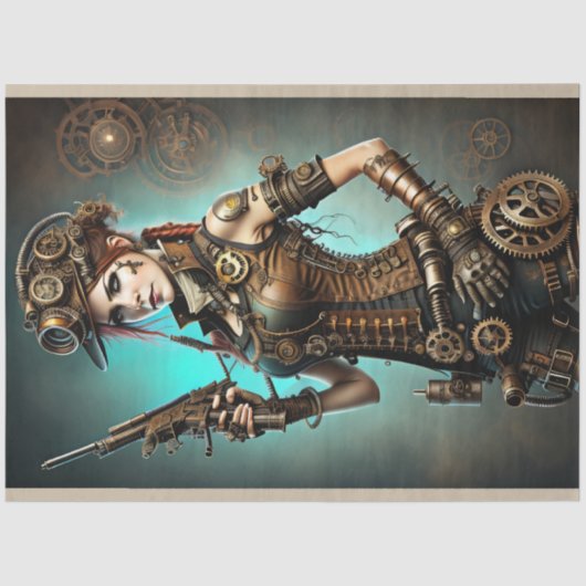 Steampunk woman Ready or not Tissuepapier (Voorkant)