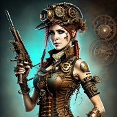 Steampunk woman Ready or not Tissuepapier