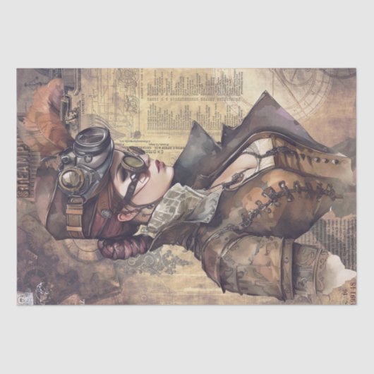 Steampunk Woman Tissuepapier (Voorkant)