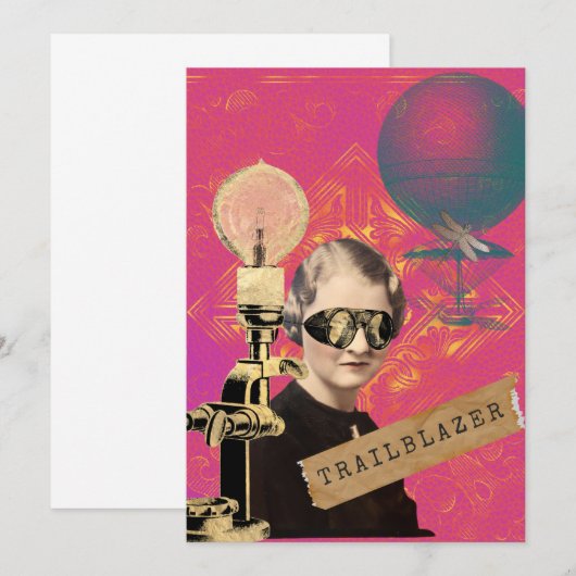 Steampunk Woman Trailblazer Pop Art Flat Kaart (Voorkant / Achterkant)
