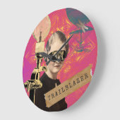 Steampunk Woman Trailblazer Pop Art Grote Klok (Hoek)