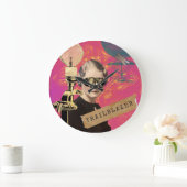 Steampunk Woman Trailblazer Pop Art Grote Klok (Huis)