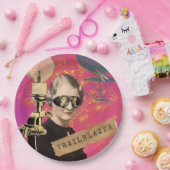 Steampunk Woman Trailblazer Pop Art Papieren Bordje (Feest)