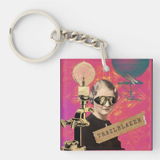 Steampunk Woman Trailblazer Pop Art Sleutelhanger (voorkant)