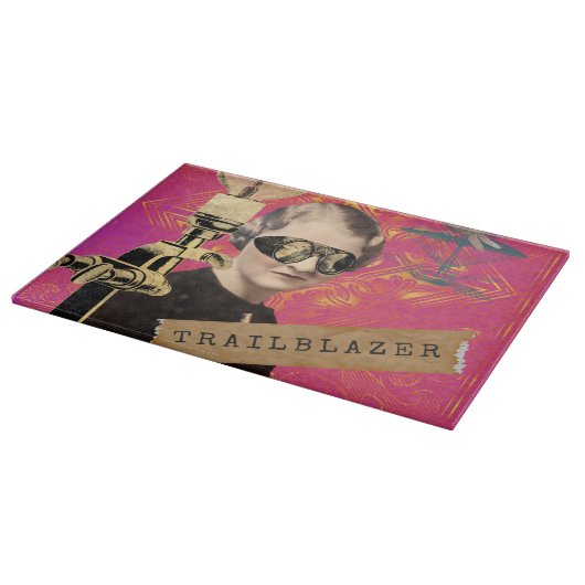 Steampunk Woman Trailblazer Pop Art Snijplank (Hoek)