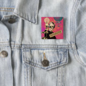 Steampunk Woman Trailblazer Pop Art Vierkante Button 5,1 Cm (In situ)