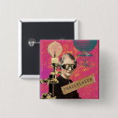 Steampunk Woman Trailblazer Pop Art Vierkante Button 5,1 Cm (Voorkant /achterkant)